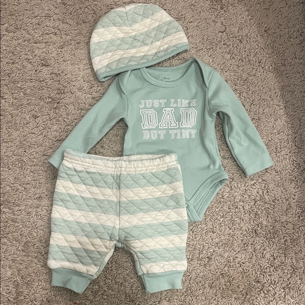 Baby Essentials Mint Green & White 3-Piece Matching Set